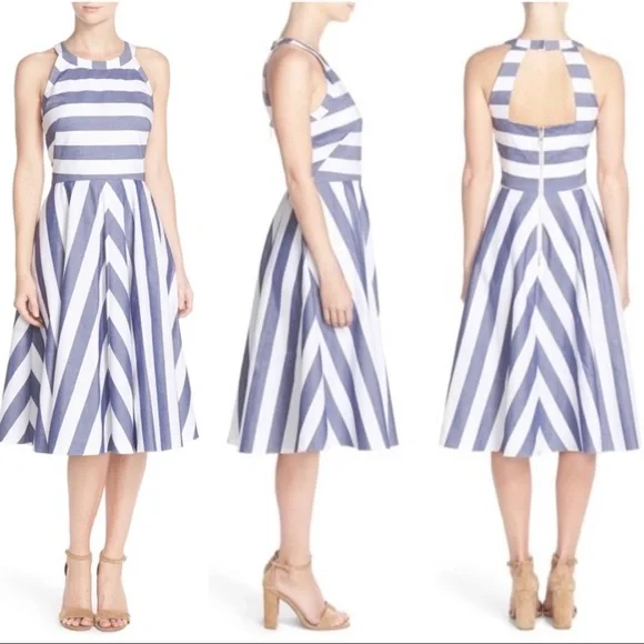 Eliza J | Dresses | Eliza J Striped Cotton Fit Flare Dress Blue And White Cut Out Back | Poshmark Eliza J | Dresses | Eliza J Striped Cotton Fit Flare Dress Blue And White Cut Out Back | Poshmark